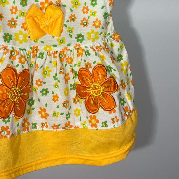 White with Allover Orange Green Yellow Floral Print Sleeveless Top Size 2 - Picture 4 of 8